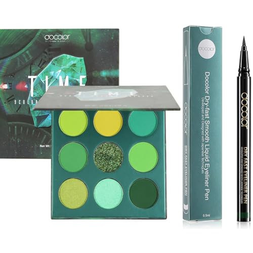 Docolor Eyeshadow Palette 9 Colors Green Eyeshadow Gemstone Shadow Palette Highly Pigmented Eyeshadow Palette