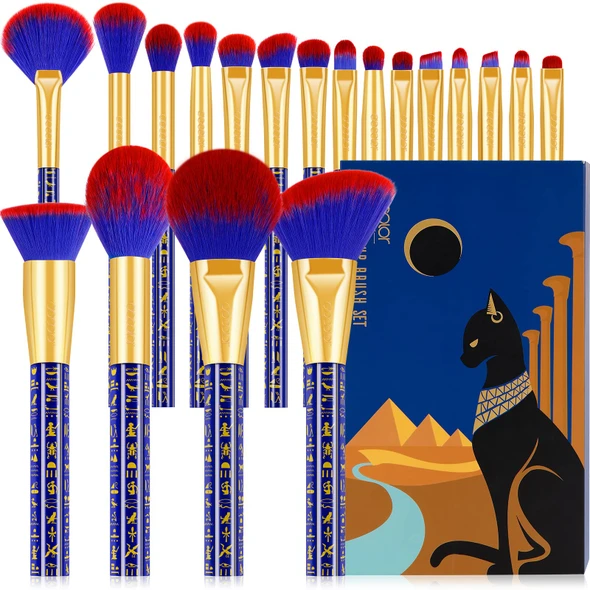 Docolor Makeup Brushes Obsidian Makeup Brush Set Premium Synthetic Powder Kabuki Foundation Makeup Brushes 15Pcs