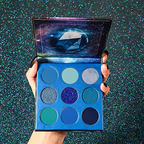 Docolor Blue Eyeshadow Palette 9 Colors Gemstone Shadow Palette Highly Pigmented Mattes Blue Eyeshadow Palette