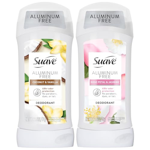 Suave AluminumFree Deodorant Variety 2Pack Coconut and Vanilla + Rose Petal and 2.7 Oz 2Pack