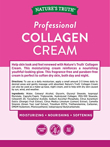 NatureS Truth Nourishing Collagen Cream Professional Strength Paraben and Sls Gluten 4 Oz