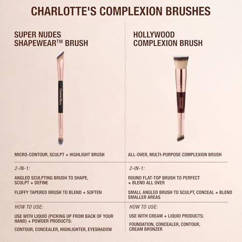 Charlotte Tilbury Hollywood Complexion and Foundation Brush 2In1 Contour and Foundation Makeup Brush