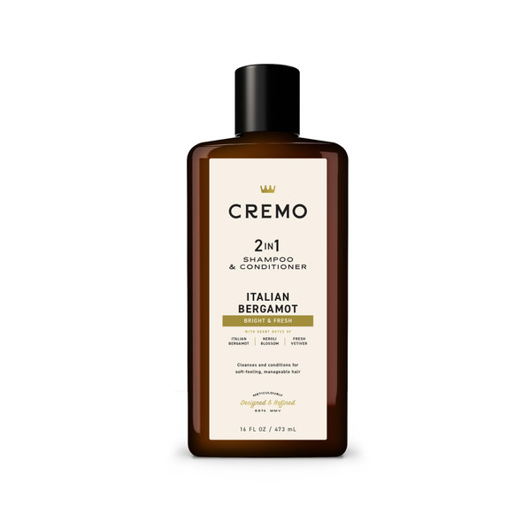 Cremo Spice and Black Vanilla 2In1 Shampoo and Conditioner Barber Grade Quality 16 Fluid Ounce
