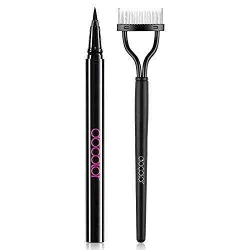 Docolor Waterproof Eyeliner Pen With Eyelash Comb Curler Eyelashes Separator Curler Makeup Waterproof Eyeliner Pen Wit