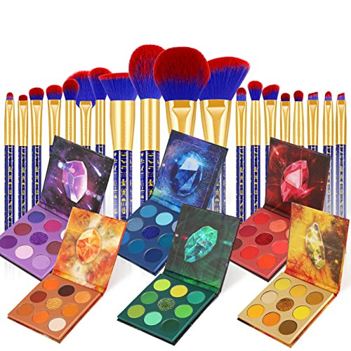 Docolor Bastet Cat Makeup Brush Set + 54 Colors Gemstone Eye Shadow S Gemstone Eye Shadow Palet 19Pcs