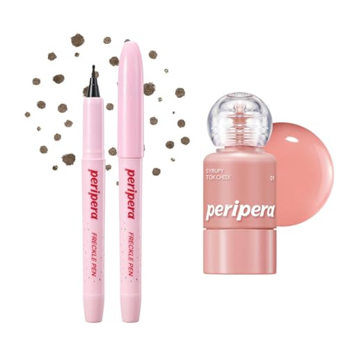 Peripera Bundle Freckle Pen 02 Tan Brown + Syrupy Tok Cheek 01