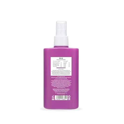Q+A Heat Protect AllInOne Spray Heat Protection Spray For Hair 13Benefit MultiTasking 150Ml