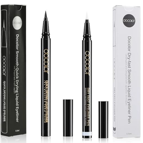 Docolor Waterproof Eyeliner Pen Super Slim Precise All Day Eye Liner Gel Waterproof Eyeliner Pen Sup 2Pcs