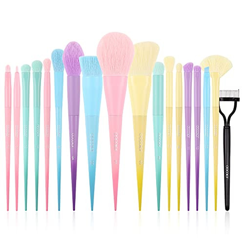 Docolor Colorful Makeup Brushes Set With Eyelash Comb Curler Eyelash Separator Mascara Ful Makeup Brushes Set With 17Piece