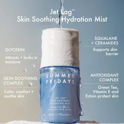 Summer Fridays Jet Lag Skin Soothing Hydration Face Mist UltraFine Facial Spray and 1.7 Fl Oz