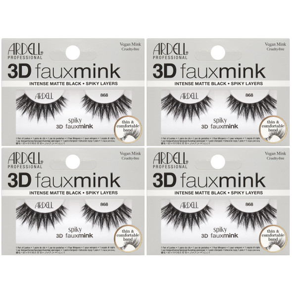 Ardell 3D Faux Mink Lashes 867 Spiky Layered Wispy Lashes Intense Matte 4 Pack