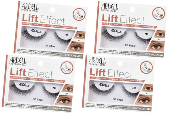 Ardell Lift Effect False Eyelashes 741 Natural Wispy Strip Lashes Eye Widening 4 Pack