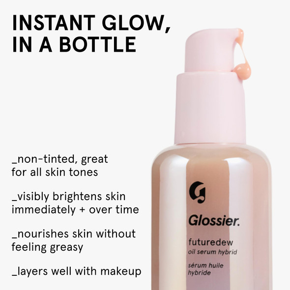 Glossier Futuredew Hydrating Makeup Primer Highlighter and Skincare Serum + Nourishing Oils 1Fl Oz