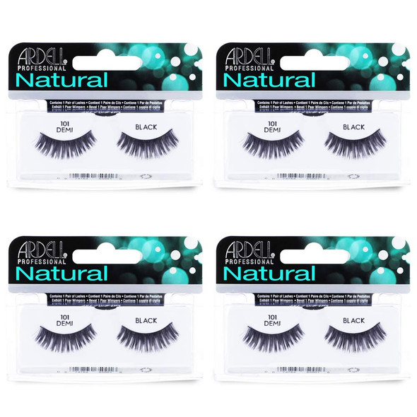 Ardell False Eyelashes 107 Black Natural Look Strip Lashes LongLasting Wear For 4 Pack