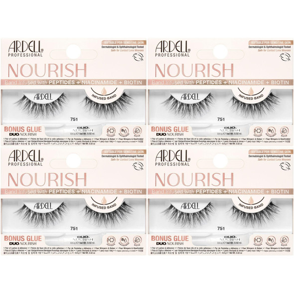 Ardell Nourish Lashes 750 Subtle Cat Eye False Eyelashes With Peptides and 4 Pack