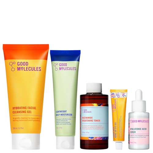 Good Molecules Daily Skincare Routine Set With Hydrating Cleanser Niacinamide Toner Hyaluronic Acid 5 Pieces