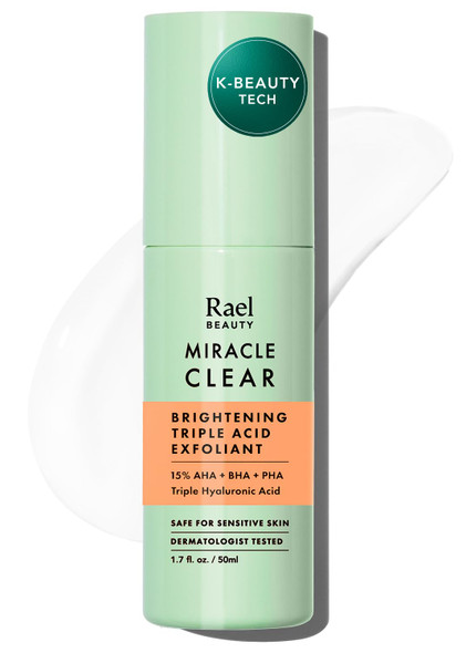 Rael Miracle Clear Exfoliating Serum For Face Aha/Bha/Pha Complex 15% Triple Acid 1.7 Oz