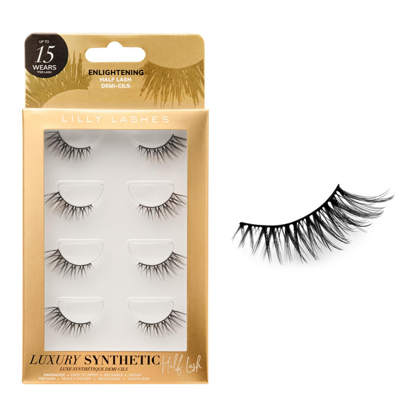 Lilly Lashes Luxury Synthetic Half Lashes Pack Of 4 False Eyelashes Natural Looking Pack Of 4