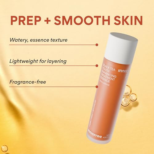 Innisfree Black Tea Youth Essence Korean AntiAging Treatment With Niacinamide And Hyaluronic