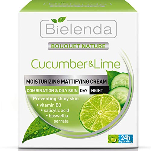 Bielenda Cucumber and Lime Mattifying Moisturizer Cream For Mixed And Oily Skin 1.7 Oz