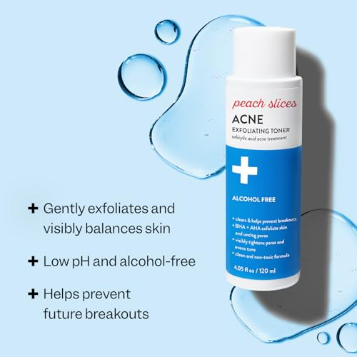 Peach Slices Acne Exfoliating Toner 2% Salicylic Acid Acne Treatment Clear and Prevent 4.05 Oz