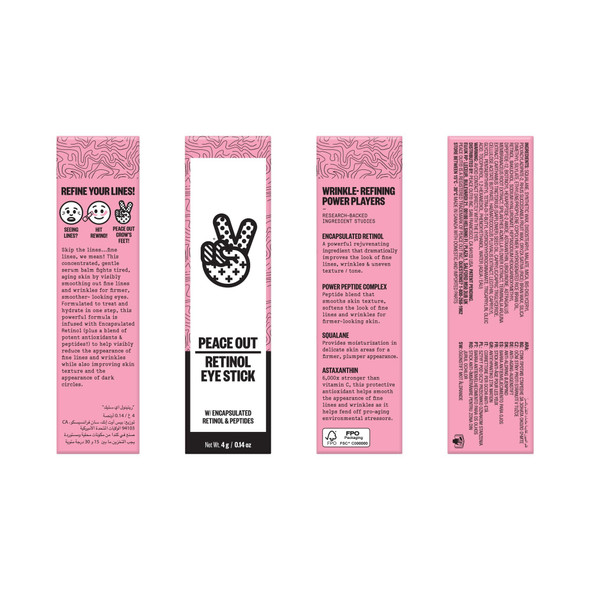 Peace Out Retinol Eye Stick Under Eye Treatment For Hydration Fine Lines and 0.14 Oz
