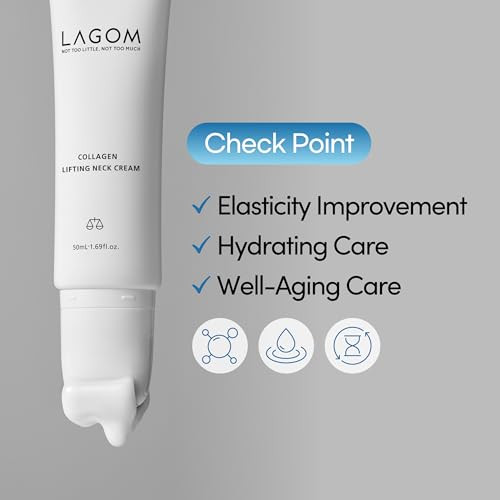 Lagom Collagen Lifting Neck Cream With Massage Roller For Jawline And Face 1.69 Fl Oz