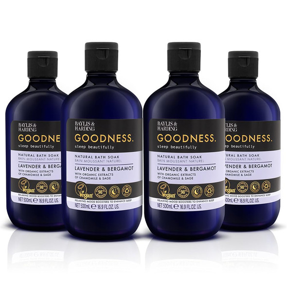 Baylis & Harding Goodness Sleep Lavender and Bergamot Epsom Salts Pack Of 4 Vegan 35.2 Fl. Oz Pack Of 4