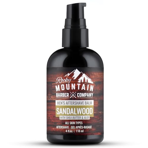 Rocky Mountain Barber Company Aftershave Balm For Men With Sandalwood Essential Oil Coconut Oil And 4 Oz