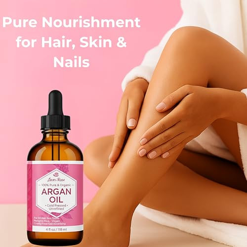 Leven Rose Organic Argan Oil For Hair Face And Skin 100% Pure Moroccan 4 Oz