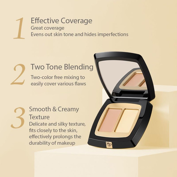 Beautymall Mgping Flawless Double Color Professional Concealer Cream Lasting and Moisturizing Highlighter Professional Concealer Crea 3G
