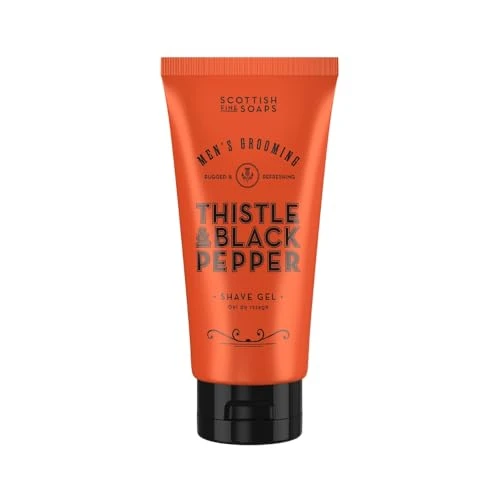 Scottish Fine Soaps Thistle and Black Pepper Shave Gel Woody Amber Fragrance Soothing Milk 150Ml