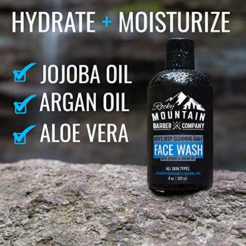 Rocky Mountain Barber Company MenS Daily Face Wash With Jojoba Oil Argan Oil Chamomile Floral 8 Oz