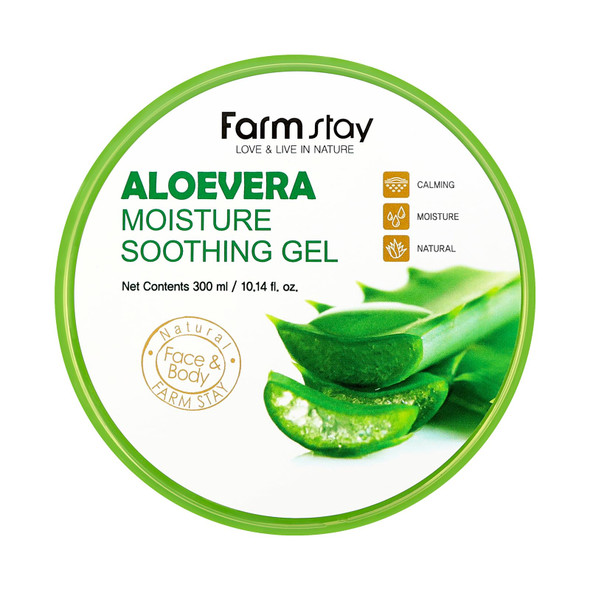 Farmstay Aloe Vera Moisture Soothing Gel Hydrating Face Moisturizer After Sun Gel 10.14 Oz
