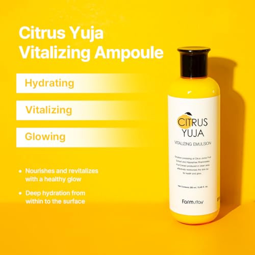 Farmstay Citrus Yuja Vitalizing Emulsion Vitamin C Face Moisturizer For Dry and 9.46 Fl. Oz