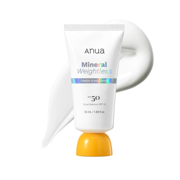 Anua Mineral Weightless Finish Sunscreen Spf 50 Broad Spectrum ZincBased For Sensitive 1.69 Fl Oz
