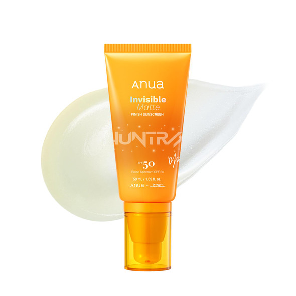 Anua Invisible Matte Finish Sunscreen Broad Spectrum Spf50 Clear Gel Non Comedogenic 1.69 Fl. Oz
