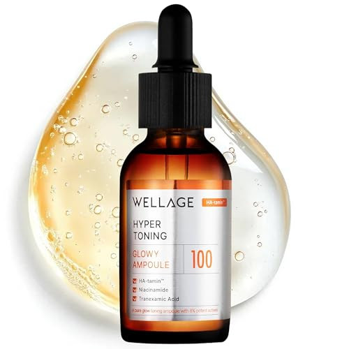 Wellage Hyper Toning Glowy Ampoule For Face Korean Skin Care Glutathoine Vitamin 1.01 Fl.Oz