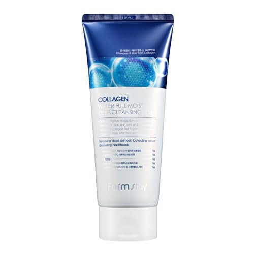 Farmstay Collagen Water Full Moist Deep Cleansing Foam Foaming Facial Cleanser Clears 6.08 Oz
