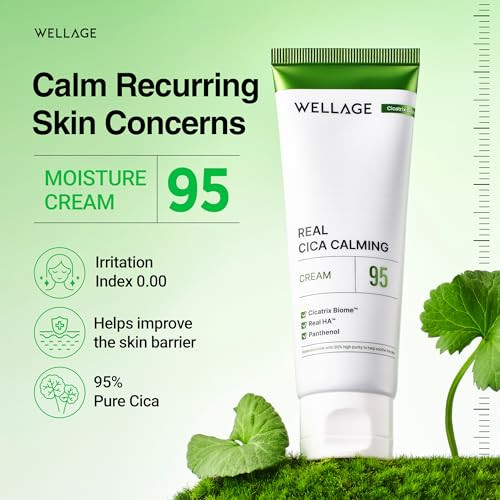 Wellage Cica Calming Cream Highly Pure Madecassoside. Panthenol Centella Asiatica Calms Sensitive 2.7Oz