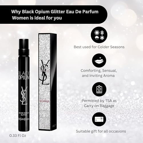Yves Saint Laurent Ysl Black Opium Glitter Eau De Parfum For Women Travel Size 0.33 Fl Oz