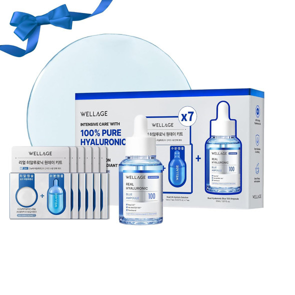 Wellage Real Hyaluronic Blue Ampoule 100 1St Gen3.38+ 2.54 Fl Oz
