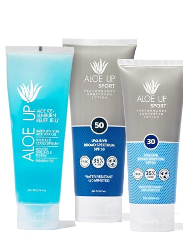 Aloe Up Ice Sunburn Relief Jelly Sport Sunscreen Lotion Spf 50 And Sport