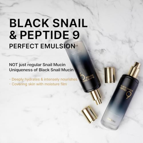 Farmstay Black Snail and Peptide 9 Perfect Emulsion Snail Mucin Moisturizer For 4.05 Fl.Oz
