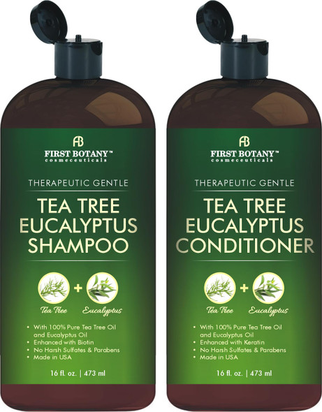 First Botany Tea Tree and Eucalyptus Shampoo And Conditioner Set Clarifying and Scalp 16 Fl Oz