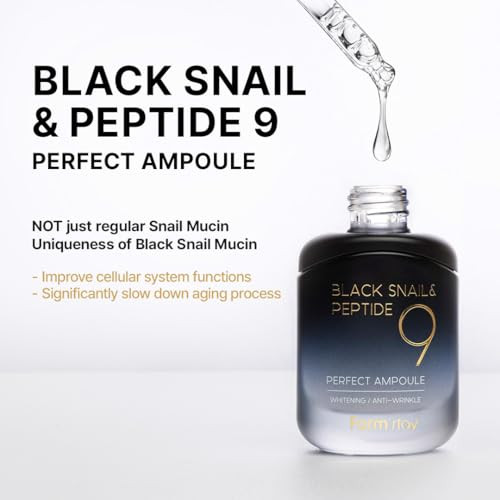 Farmstay Black Snail and Peptide9 Perfect Ampoule Korean Snail Mucin Serum For 1.18 Fl. Oz