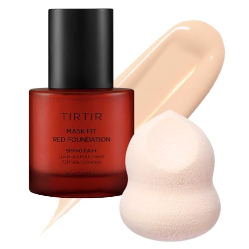 Tirtir Mask Fit Red Foundation + Puff Set High Coverage LongLasting Lightweight