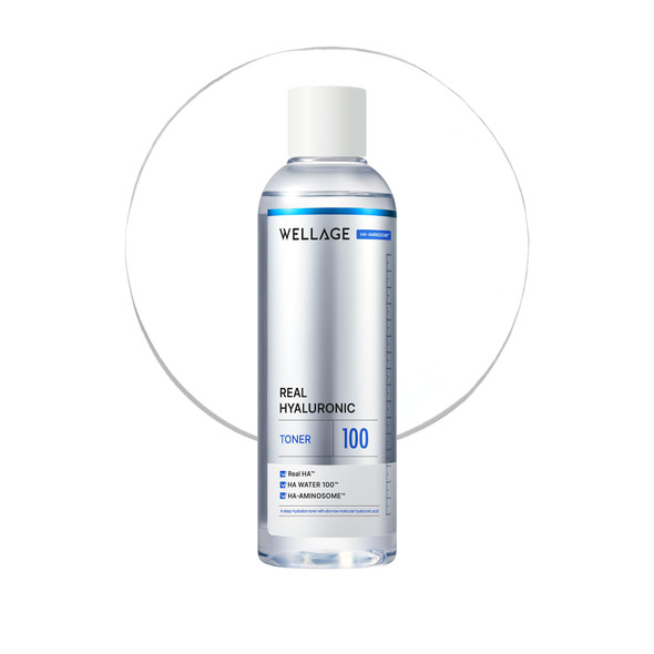 Wellage Real Hyaluronic Toner 100 For Face Korean Beauty Toner 93% Hyaluronic 6.76 Fl.Oz