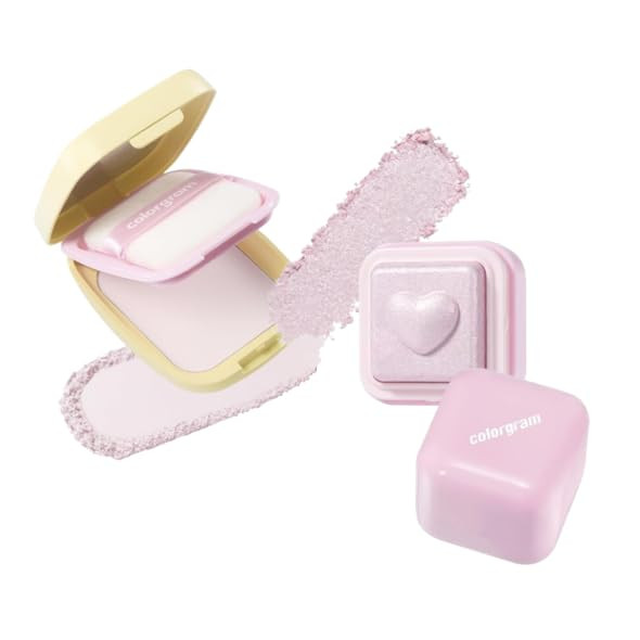Colorgram Sebum Retouching Blur Pact + Milk Bling Heartlighter 02 Pink Heart Gram Sebum Retouching Blur
