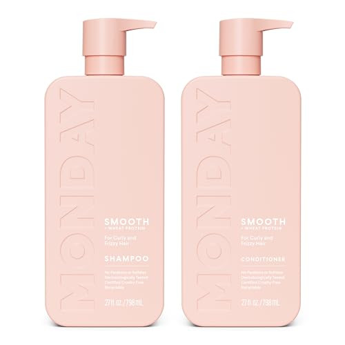 Monday Haircare Smooth Shampoo + Conditioner Bathroom Set Each For Frizzy Coarse and 27 Oz 2 Count